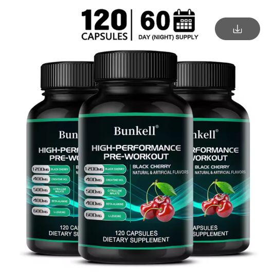 Bunkell Pre-Workout Supplement - Amino Acids, Creatine HCI, Citrulline Malate, Beta-Alanine To Improve Athletic Performance