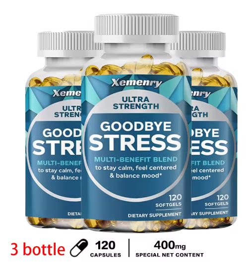 Ultra-Strength Goodbye Stress Softgels with GABA, Ashwagandha, L-Theanine and Lemon Balm for A Stress-relieving Supplement