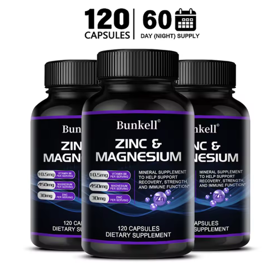 Zinc & Magnesium Supplement - Zinc, Magnesium & Vitamin B6, Black Pepper for High Absorption, Strength Immunity Vegetarian