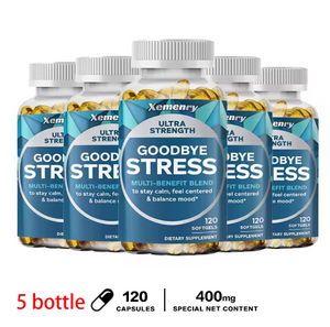 Ultra-Strength Goodbye Stress Softgels with GABA, Ashwagandha, L-Theanine and Lemon Balm for A Stress-relieving Supplement