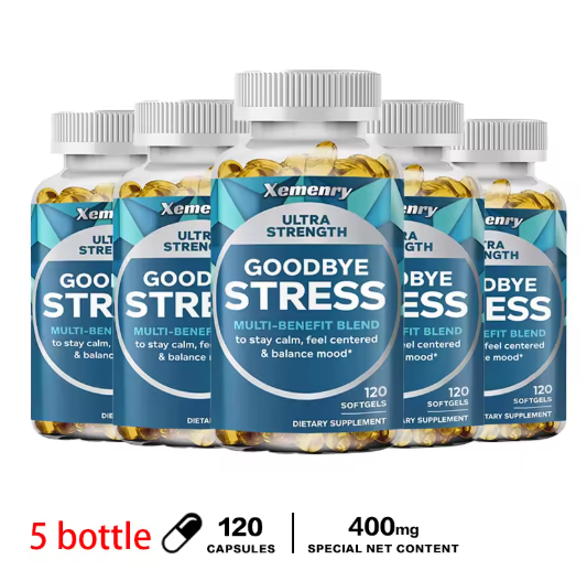 Ultra-Strength Goodbye Stress Softgels with GABA, Ashwagandha, L-Theanine and Lemon Balm for A Stress-relieving Supplement