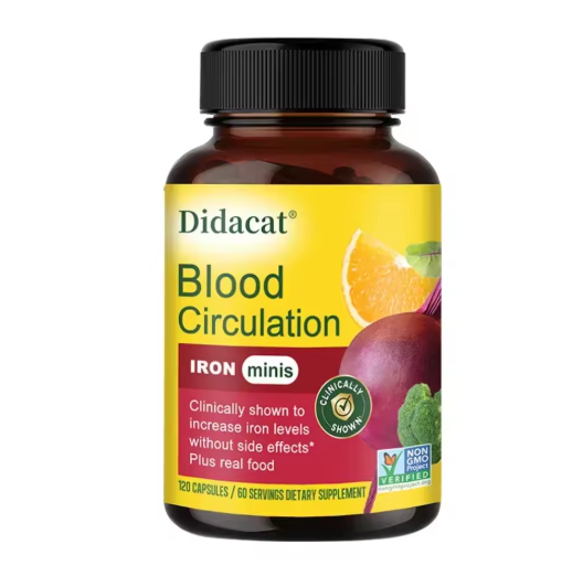 Blood Circulation - Iron Supplement - Iron with Vitamin C, Vitamin B12 and Folic Acid - Blood Health, 120 Capsules
