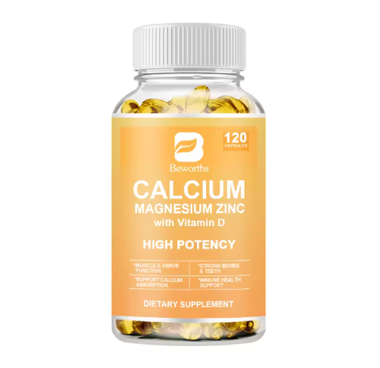BEWORTHS Calcium Magnesium Zinc Capsule Vitamin D3 Support Immune ,Bone,Teeth, Nervous System & Muscle Health Non-GMO,Vega