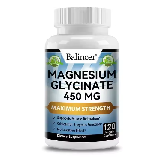 Magnesium Glycinate, Muscle & Nerve Health, Enzyme Function, Non-GMO, Vegetarian, Gluten-Free 450 Mg