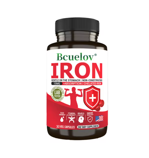 Bcuelov Iron Supplement 15 Mg Chelated Fast Absorption Gentle Non-Constipating - Anemia