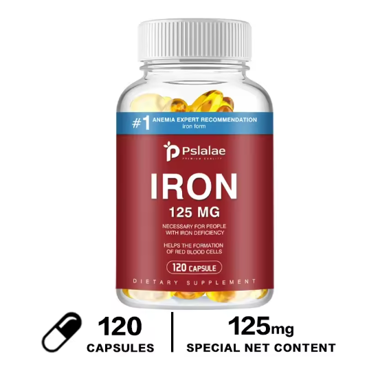 Pslalae Iron Supplement 125 Mg - Promotes Red Blood Cell Formation, Metabolism
