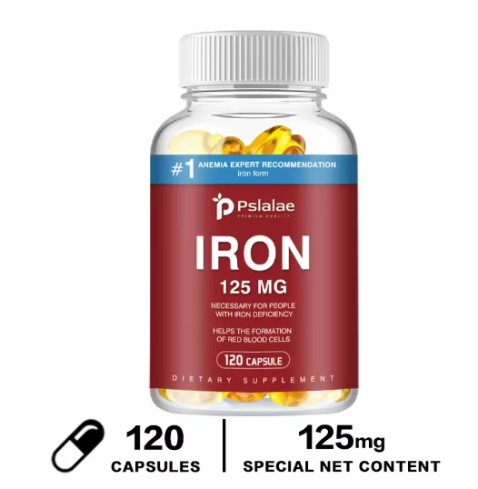 Pslalae Iron Supplement 125 Mg - Promotes Red Blood Cell Formation, Metabolism