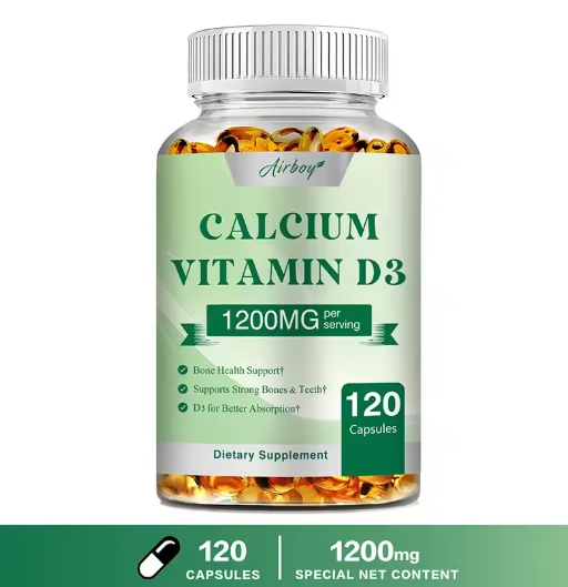 Calcium + Vitamin D3 Capsules - Strong Bones and Teeth, Immune Support - Non-GMO, Gluten-free