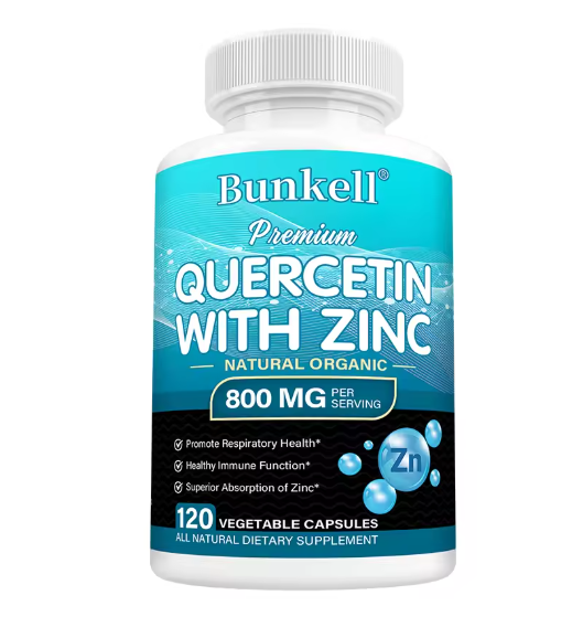 Quercetin Zinc 120 Veggie Capsules - Zinc Supplement for Antioxidant Respiratory Health Immune Support for Men and Women