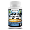 High Absorption MAGNESIUM GLYCINATE, 100% Chelated, Muscle and Nerve Health, Enzyme Function, Non-GMO, Vegan, Gluten Free 450 Mg