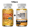 Mulittea Hot Sale Calcium and Magnesium & D3K2 Capusles Support Bone and Muscle Health Replenish Joints Stress & Anxiety Relief