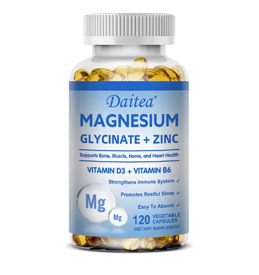 Daitea Magnesium and Zinc Capsules - Magnesium Glycinate Supplement to Support Muscle, Nerve, Joint and Heart Health