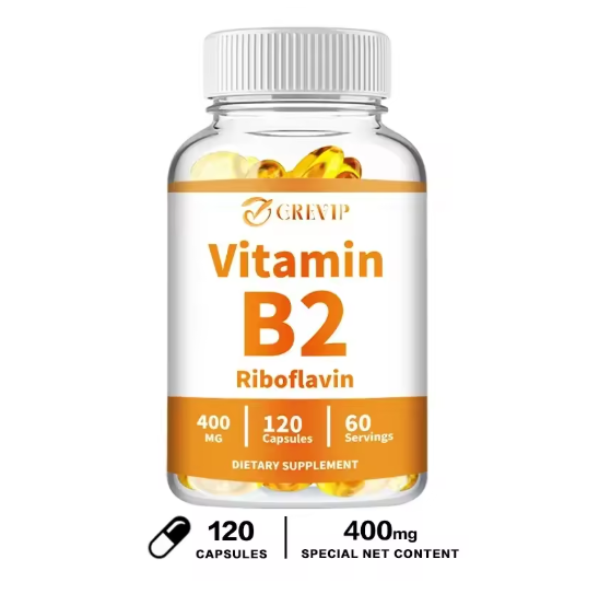 Vitamin B2 Capsules 400mg - Energy, Skin, Nervous System Support - Gluten-Free, Non-GMO