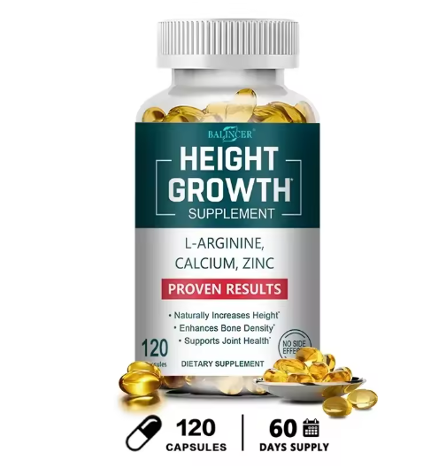 Height Growth Calcium Vitamin D Supplement Natural Vegetarian Capsules Increase Bone Strength Height Promoter Adults Children