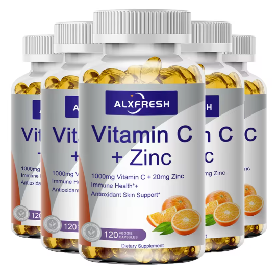 Alxfresh Vitamin C with Zinc for Hair Skin Nails and Brain Heart Health Supports Cellular Level Defense Immune System Booster