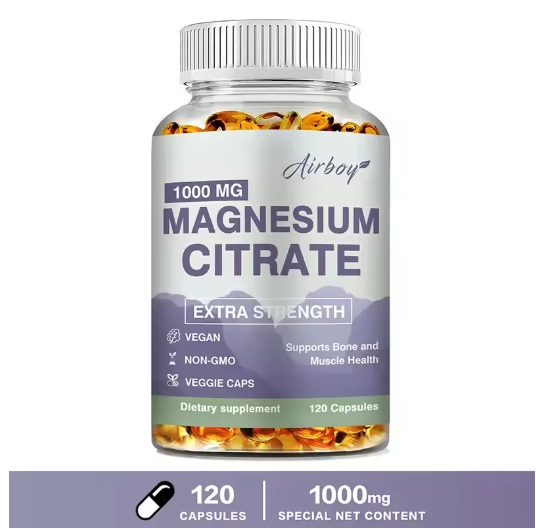 Magnesium Citrate Capsules 1000mg - Dietary Supplement for Muscle, Nerve, Bone and Heart Support - Gluten Free, Non-GMO