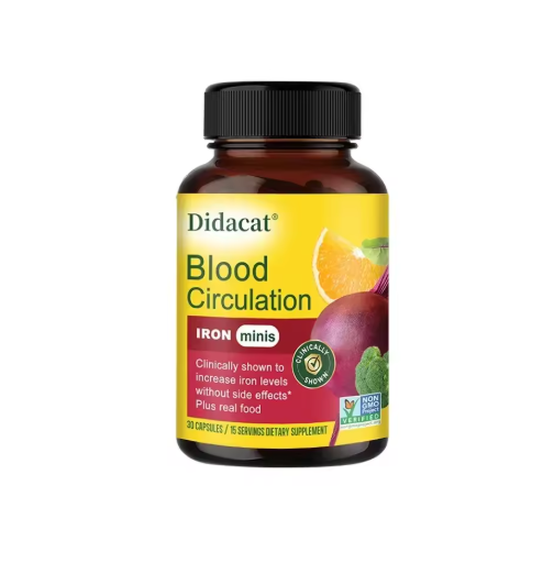 Blood Circulation - Iron Supplement - Iron with Vitamin C, Vitamin B12 and Folic Acid - Blood Health, 120 Capsules