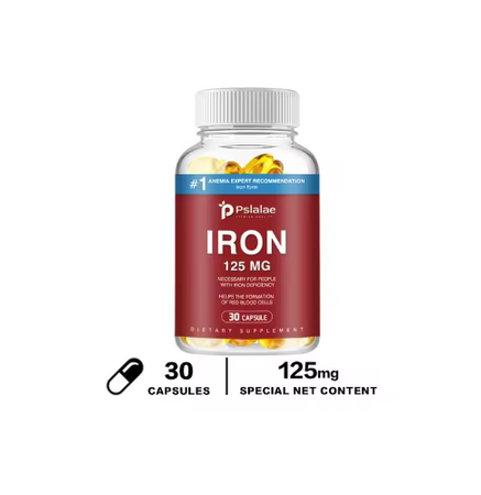 Pslalae Iron Supplement 125 Mg - Promotes Red Blood Cell Formation, Metabolism