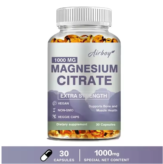 Magnesium Citrate Capsules 1000mg - Dietary Supplement for Muscle, Nerve, Bone and Heart Support - Gluten Free, Non-GMO