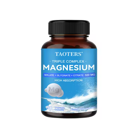Magnesium Malate + Glycine + Magnesium Citrate 300 Mg - Supports Heart Health and Muscle Function; Improves Energy, Mood
