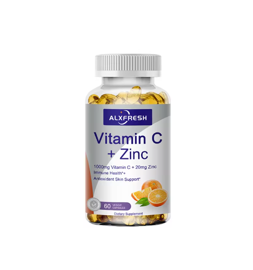 Alxfresh Vitamin C 1000mg with Zinc 20mg | Vitamin Dietery Supplement | Non-GMO & Gluten Free Vegan | for Immune Support Caps