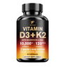 Vitamin D3 K2 - Vitamin D3 10000 iu & K2 as MK-7 120 mcg - with Magnesium, Zinc, Immune & Mood Support, for Bone & Teeth Health