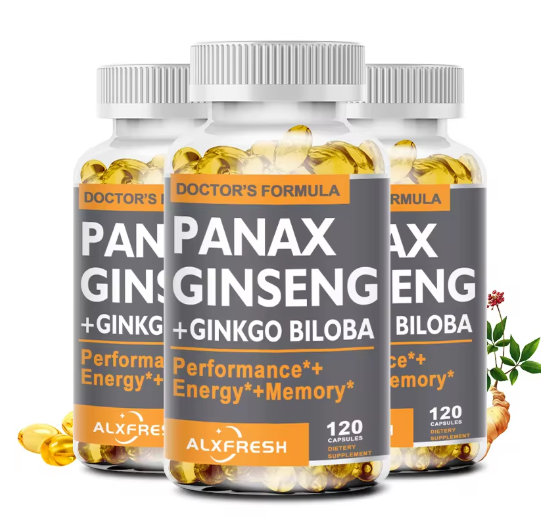 Panax Ginseng Ginkgo Biloba Ashwagandha Zinc | Non-GMO Vegan | Premium Formula Nutrition Supplement