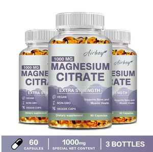 Magnesium Citrate Capsules 1000mg - Dietary Supplement for Muscle, Nerve, Bone and Heart Support - Gluten Free, Non-GMO