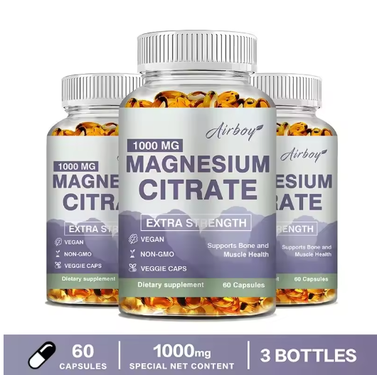 Magnesium Citrate Capsules 1000mg - Dietary Supplement for Muscle, Nerve, Bone and Heart Support - Gluten Free, Non-GMO