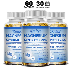Daitea Magnesium and Zinc Capsules - Magnesium Glycinate Supplement to Support Muscle, Nerve, Joint and Heart Health