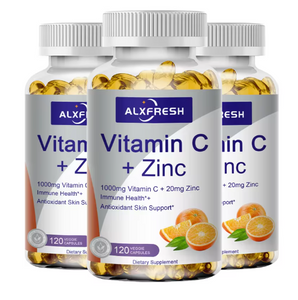 Alxfresh Vitamin C 1000mg with Zinc 20mg | Vitamin Dietery Supplement | Non-GMO & Gluten Free Vegan | for Immune Support Caps