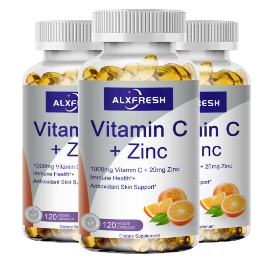 Alxfresh Vitamin C 1000mg with Zinc 20mg | Vitamin Dietery Supplement | Non-GMO & Gluten Free Vegan | for Immune Support Caps