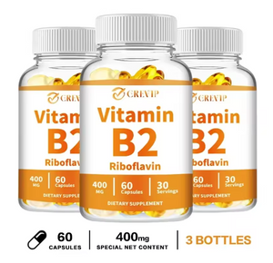 Vitamin B2 Capsules 400mg - Energy, Skin, Nervous System Support - Gluten-Free, Non-GMO