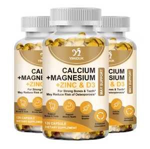 Calcium Magnesium Zinc Capsules, with Vitamin D3 for Strong Bones Teeth Heart Nerve Increase Immune System Function Supplement