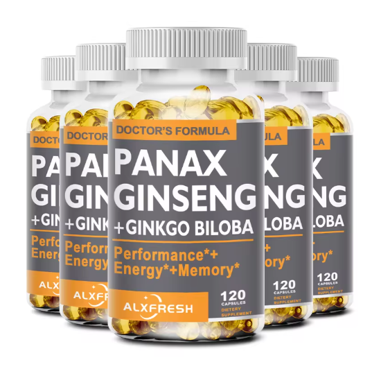 Panax Ginseng Ginkgo Biloba Ashwagandha Zinc | Non-GMO Vegan | Premium Formula Nutrition Supplement