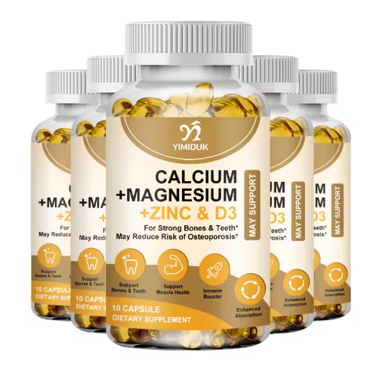Calcium Magnesium Zinc Capsules, with Vitamin D3 for Strong Bones Teeth Heart Nerve Increase Immune System Function Supplement