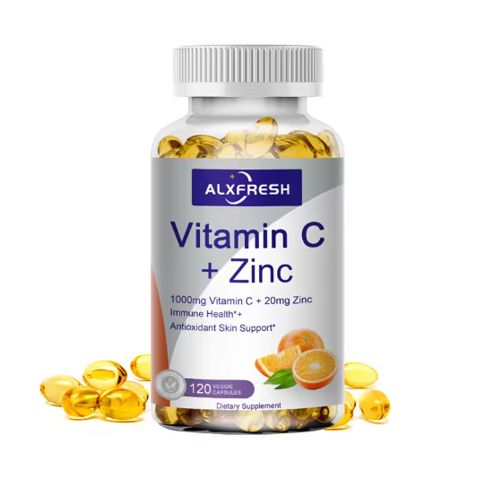 Alxfresh Vitamin C 1000mg with Zinc 20mg | Antioxidant, Immune System, Skin Support Supplement | Non-GMO & Gluten Free Vegan