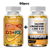 Mulittea Hot Sale Calcium and Magnesium & D3K2 Capusles Support Bone and Muscle Health Replenish Joints Stress & Anxiety Relief