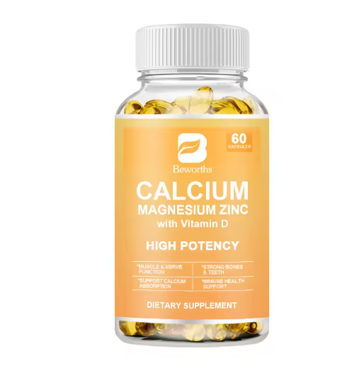 BEWORTHS Calcium Magnesium Zinc Capsule Vitamin D3 Support Immune ,Bone,Teeth, Nervous System & Muscle Health Non-GMO,Vega