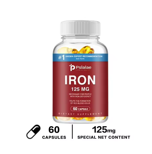 Pslalae Iron Supplement 125 Mg - Promotes Red Blood Cell Formation, Metabolism