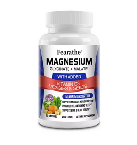Magnesium Capsules - Magnesium Malate + Glycinate Supplement, Helps Boost Immunity, Promote Heart Health and Strong Bones