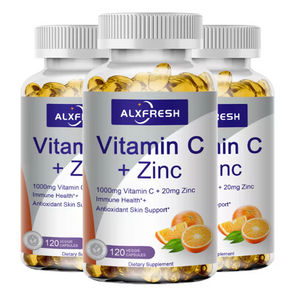 Alxfresh Vitamin C with Zinc for Hair Skin Nails and Brain Heart Health Supports Cellular Level Defense Immune System Booster