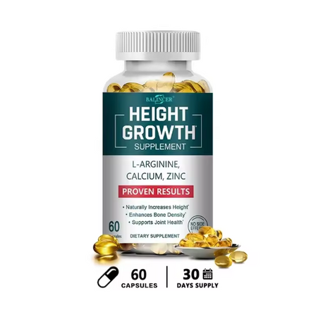 Height Growth Calcium Vitamin D Supplement Natural Vegetarian Capsules Increase Bone Strength Height Promoter Adults Children