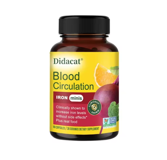 Blood Circulation - Iron Supplement - Iron with Vitamin C, Vitamin B12 and Folic Acid - Blood Health, 120 Capsules