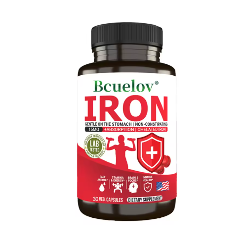Bcuelov Iron Supplement 15 Mg Chelated Fast Absorption Gentle Non-Constipating - Anemia