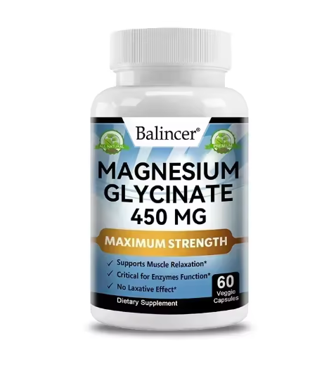 Magnesium Glycinate, Muscle & Nerve Health, Enzyme Function, Non-GMO, Vegetarian, Gluten-Free 450 Mg