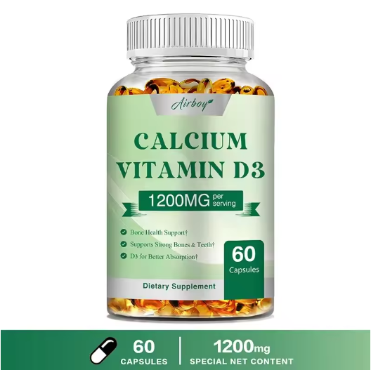 Calcium + Vitamin D3 Capsules - Strong Bones and Teeth, Immune Support - Non-GMO, Gluten-free