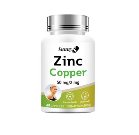 Zinc and Copper Dietary Supplement, 120 Capsules, Mineral and Antioxidant Supplement, Immunity and Mood, Supports Skin Health