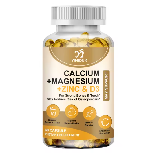 Calcium Magnesium Zinc Capsules, with Vitamin D3 for Strong Bones Teeth Heart Nerve Increase Immune System Function Supplement