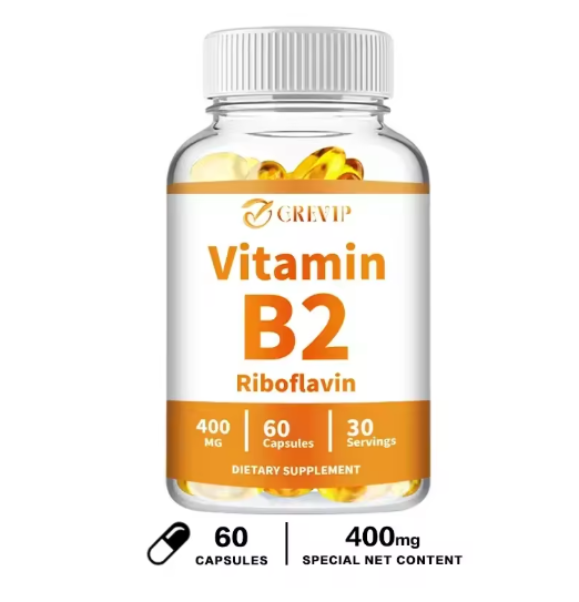 Vitamin B2 Capsules 400mg - Energy, Skin, Nervous System Support - Gluten-Free, Non-GMO